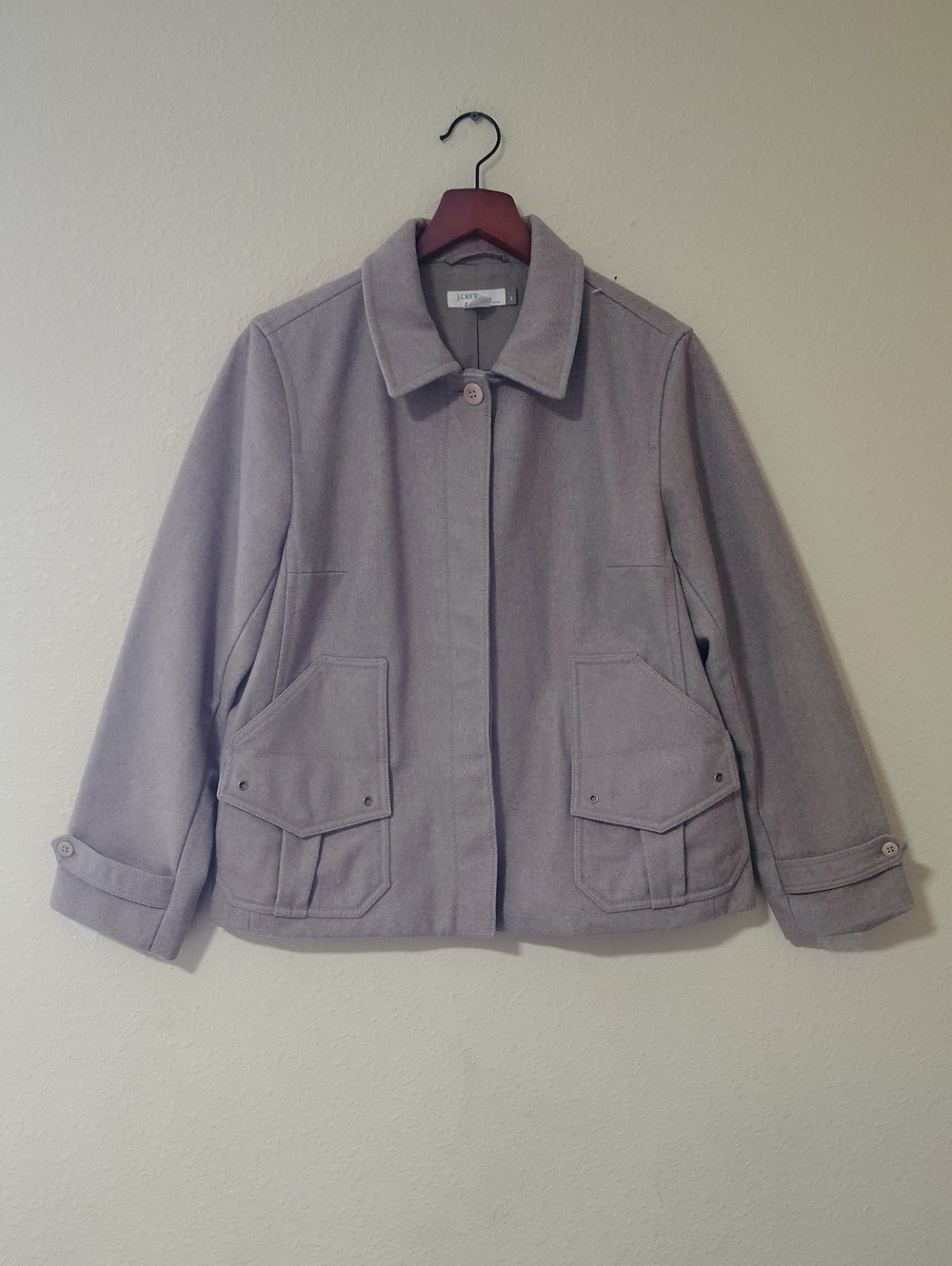 Vintage J Crew Wool Blend Cargo Style Pea Coat Jacket Size L Petite Y2K Outdoor